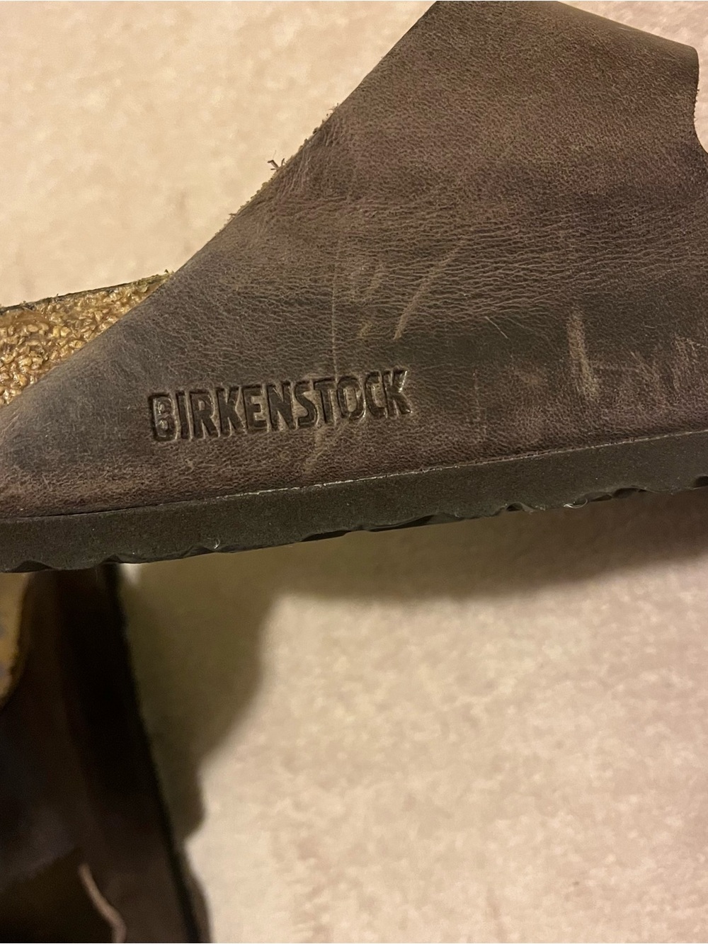 Birkenstock Dark Brown Leather Slide Sandal - Picture 6 of 8